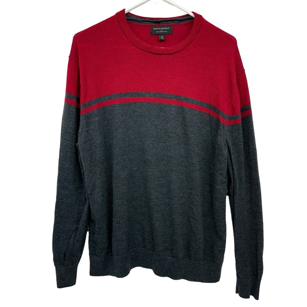 BANANA REPUBLIC FACTORY Sweater Sz XL Merino Wool  Color Block